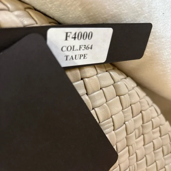 Falor Italian Leather Woven Taupe Hobo Bag - Picture 3 of 11